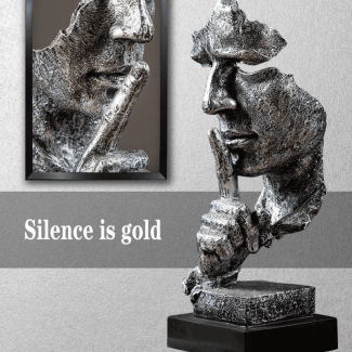 Abstract Art Silence Is Gold Resin Figurine - Modern Thinker Sculpture Gift Price in Pakistan | LAPTAB