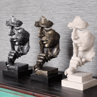 Abstract Art Silence Is Gold Resin Figurine - Modern Thinker Sculpture Gift Price in Pakistan | LAPTAB