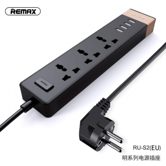 REMAX Ming Series Power Socket with 3 Sockets, 4 USB Ports, 1.8m Cable, Child Safety Price in Pakistan | LAPTAB
