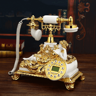Vintage Golden Landline Corded Retro Telephone with Caller ID, Clock, and Callback Features Price in Pakistan | LAPTAB