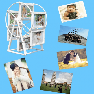 Photo Frames Ferris Wheel Shape for 12 Pictures, White Shabby Chic Plastic Frame Price in Pakistan | LAPTAB
