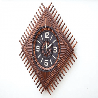 WOODEN CLOCK 18 INCH - Handcrafted Sheesham Wood Wall Clock with Glass Cover Price in Pakistan | LAPTAB