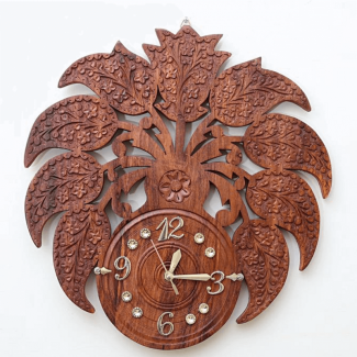 WOODEN FLOWER CLOCK 16 INCH