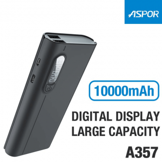 ASPOR A357 10000mAh Power Bank with 2 USB Ports and LED Charging Indicator Price in Pakistan | LAPTAB