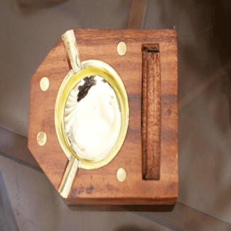 Sheesham Wood Ash Tray with Brass Calligraphic Engraving for Office or Home Decor Price in Pakistan | LAPTAB