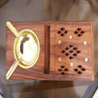 Sheesham Wood Ash Tray with Brass Engraving and Large Sticky Notes Pocket Price in Pakistan | LAPTAB