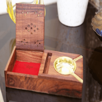 Sheesham Wood Ash Tray with Brass Engraving and Large Sticky Notes Pocket Price in Pakistan | LAPTAB