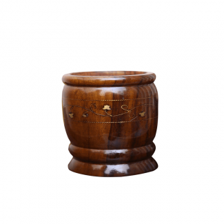 Engraved Wooden Square Pen Holder in Sheesham Wood with Brass Calligraphy Design Price in Pakistan | LAPTAB
