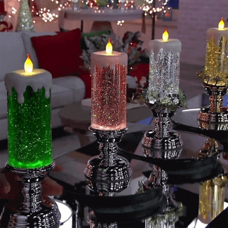 Creative Glitter LED Flameless Electric Candles with Holder and Multiple Lighting Modes Price in Pakistan | LAPTAB