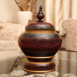 Handmade Large Wooden Candy Jar with Calligraphic Lacquer Design for Home Decor Price in Pakistan | LAPTAB