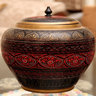 Handmade Medium Wooden Candy Jar with Calligraphic Lacquer Design for Storage and Decor Price in Pakistan | LAPTAB