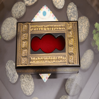 Tissue Box Golden with Lacquer Work and Calligraphy, Natural Wood Color, Elegant Design for Home or Office Price in Pakistan | LAPTAB