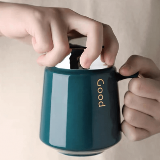 430ml Nordic Ceramic Coffee Cup with Mirror Lid, Thermos Function, Compact Design Price in Pakistan | LAPTAB