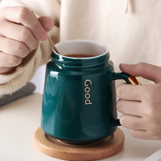 430ml Nordic Ceramic Coffee Cup with Mirror Lid, Thermos Function, Compact Design Price in Pakistan | LAPTAB