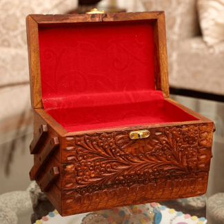 Multi-Stage Sheesham Wood Jewelry Case with Lacquer Work and Multiple Layers Price in Pakistan | LAPTAB