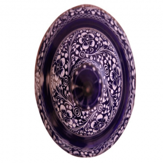 Handmade Wooden Blue Pottery Candy Jar with Calligraphic Lacquer Design, Medium Size Price in Pakistan | LAPTAB