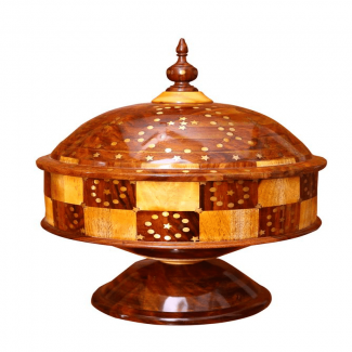 KING HOTPOT CHECK STYLE Handmade Wooden Hotpot with Steel Interior and Brass Engraving