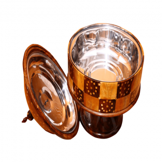 KING HOTPOT CHECK STYLE Handmade Wooden Hotpot with Steel Interior and Brass Engraving Price in Pakistan | LAPTAB