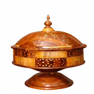 KING HOTPOT Handmade Wooden Hotpot with Steel Interior and Brass-Copper Engraving