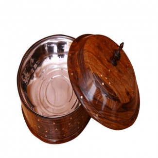 ELEGANT HOTPOT Handmade Wooden Hotpot with Steel Interior for Cooking and Decor Price in Pakistan | LAPTAB