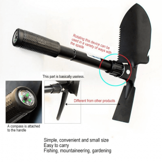 Multifunctional Outdoor Folding Shovel with Compass, Pick, Saw, and Nail Puller Price in Pakistan | LAPTAB