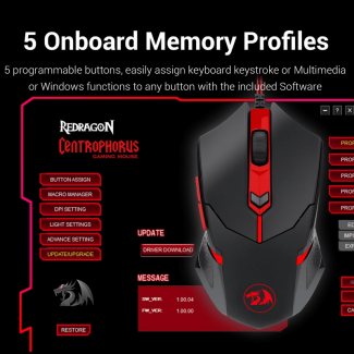 Redragon CENTROPHORUS M601 Wired Gaming Mouse with 3200 DPI, 5 Buttons, Weight Tuning, and LED Price in Pakistan | LAPTAB
