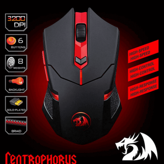 Redragon CENTROPHORUS M601 Wired Gaming Mouse with 3200 DPI, 5 Buttons, Weight Tuning, and LED Price in Pakistan | LAPTAB