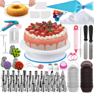 333 PCS Cake Decorating Tools Set with Piping Bags, Cake Pans, Molds, and Server