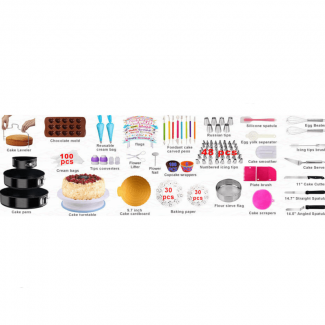 367 Pcs Cake Decorating Supplies KD01094 with Turntable, Nozzles, Trays, and Spatulas Price in Pakistan | LAPTAB