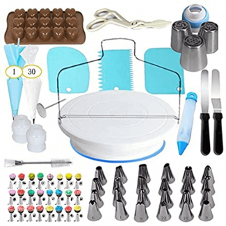73 Pcs Cake Decorating Supplies Kit with Turntable, Icing Bags, Piping Tips, and Guide Price in Pakistan | LAPTAB