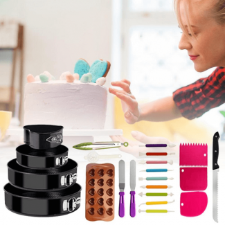 341-Piece Cake Decorating Tools Set with Turntable, Icing Bags, and Molds for Beginners Price in Pakistan | LAPTAB