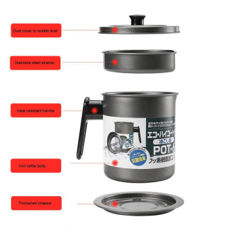 Stainless Steel Oil Filter Container 1.7L with Heat-Resistant Handle for Frying and Baking Price in Pakistan | LAPTAB