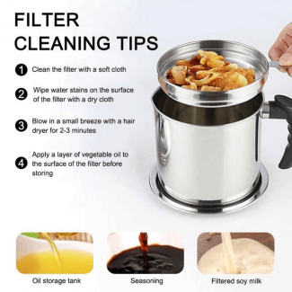 Stainless Steel Oil Filter Container 1.7L with Heat-Resistant Handle for Frying and Baking Price in Pakistan | LAPTAB