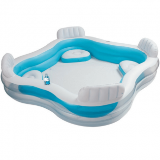 Inflatable Family Pool with 4 Backrest Seats and Cup Holders, Includes Repair Patch Price in Pakistan | LAPTAB