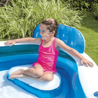 Inflatable Family Pool with 4 Backrest Seats and Cup Holders, Includes Repair Patch Price in Pakistan | LAPTAB