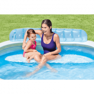 Portable Family Lounge Swimming Pool Tub with Bench, Rest Pad, and Glass Holders Price in Pakistan | LAPTAB