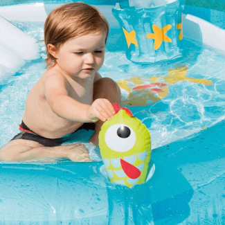 Inflatable Family Swimming Pool with Crocodile Slide, Mushroom Shade, and Toys Price in Pakistan | LAPTAB