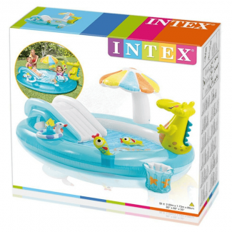 Inflatable Family Swimming Pool with Crocodile Slide, Mushroom Shade, and Toys Price in Pakistan | LAPTAB