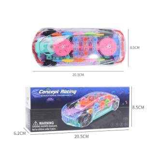 Universal Gear Mechanical Transparent Toy Car with Colorful Lights and Music Price in Pakistan | LAPTAB