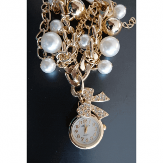 Luxury Pearls Women's Wrist Watch Bracelet, Adjustable Multi-Color Alloy Design Price in Pakistan | LAPTAB