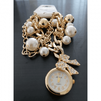 Luxury Pearls Women's Wrist Watch Bracelet, Adjustable Multi-Color Alloy Design Price in Pakistan | LAPTAB