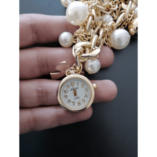 Luxury Pearls Women's Wrist Watch Bracelet, Adjustable Multi-Color Alloy Design Price in Pakistan | LAPTAB