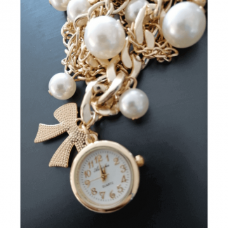 Luxury Pearls Women's Wrist Watch Bracelet, Adjustable Multi-Color Alloy Design Price in Pakistan | LAPTAB