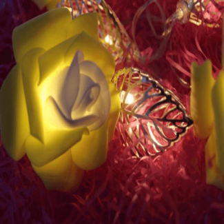 Leaves Fairy Light with Yellow Flowers and Silver Leaves, 5 Ft String, 10 LEDs Price in Pakistan | LAPTAB