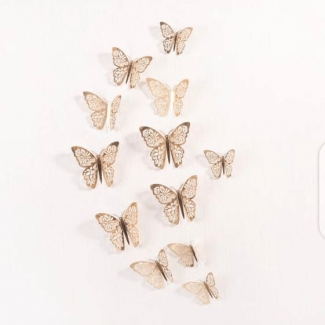 Pack of 12 Gold Colored 3D Hollow Butterfly Wall Stickers, Easy to Install Price in Pakistan | LAPTAB