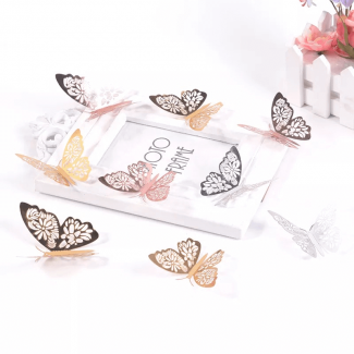 Pack of 12 Gold Colored 3D Hollow Butterfly Wall Stickers, Easy to Install Price in Pakistan | LAPTAB