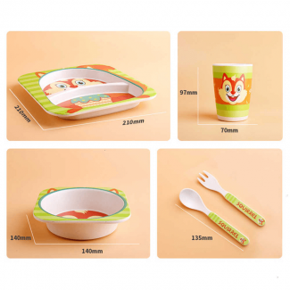 5pcs Baby Tableware Set with Fork, Spoon, Plate, and Bowl, BPA Free Price in Pakistan | LAPTAB