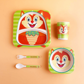 5pcs Baby Tableware Set with Fork, Spoon, Plate, and Bowl, BPA Free Price in Pakistan | LAPTAB