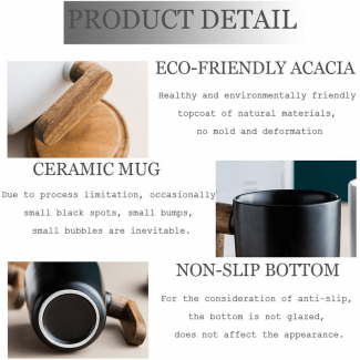 Ceramic Coffee Mug with Wooden Lid and Handle, 12 Ounces, Durable for Hot and Cold Drinks Price in Pakistan | LAPTAB