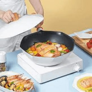 Octagonal Maifan Stone Non Stick Pan with Lid for Electric & Ceramic Stoves Price in Pakistan | LAPTAB